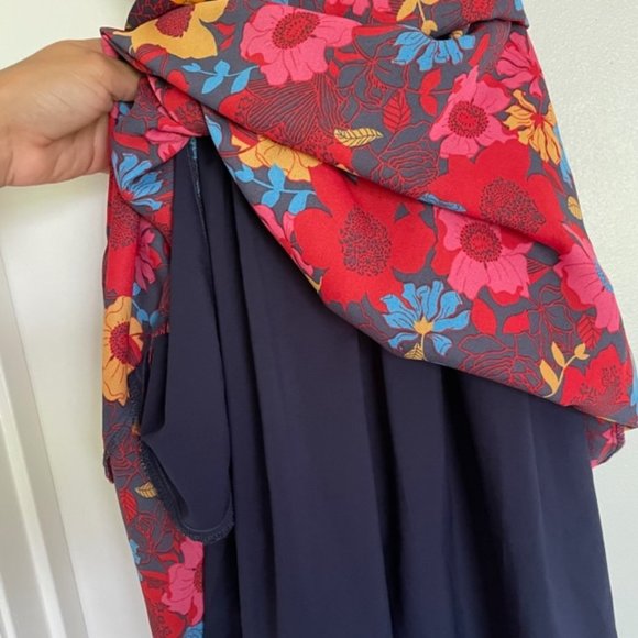 ModCloth Red Floral High Neck Ruffle Midi Dress, XSmall - Picture 7 of 8